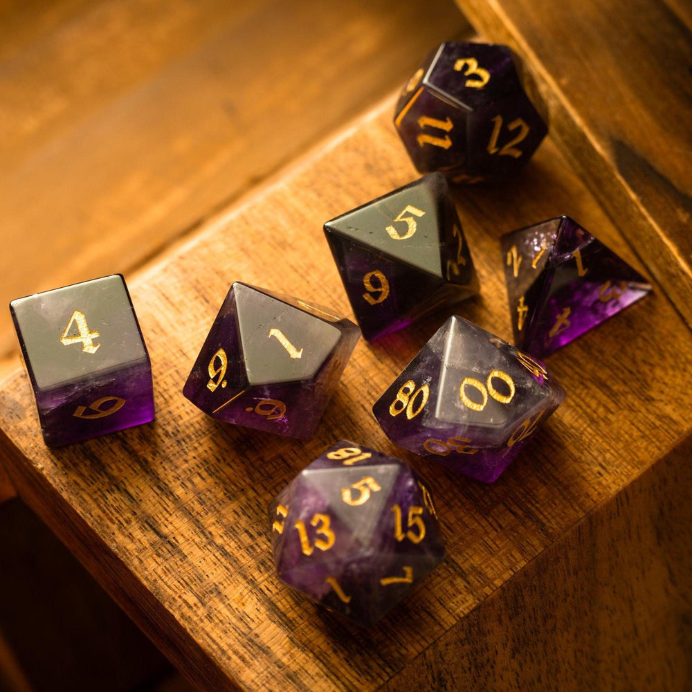 Purple Gemstone Amethyst DND Dice Set (ONLINE ORDER ONLY)