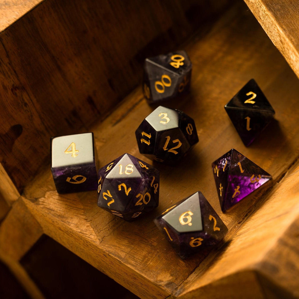 Purple Gemstone Amethyst DND Dice Set (ONLINE ORDER ONLY)