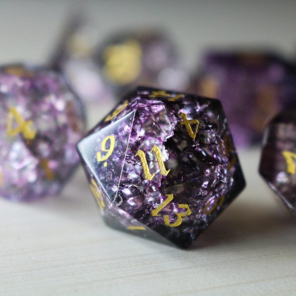 Purple Purge Forge Fire Glass DND Dice Set (ONLINE ORDER ONLY)