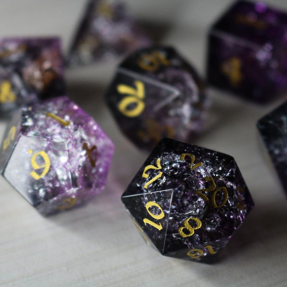 Purple Purge Forge Fire Glass DND Dice Set (ONLINE ORDER ONLY)