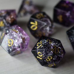 Purple Purge Forge Fire Glass DND Dice Set (ONLINE ORDER ONLY)