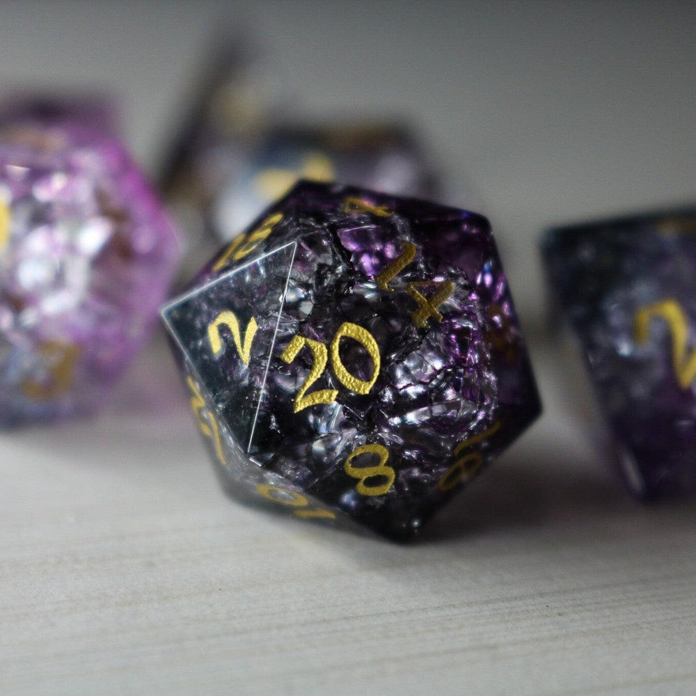 Purple Purge Forge Fire Glass DND Dice Set (ONLINE ORDER ONLY)