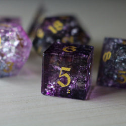 Purple Purge Forge Fire Glass DND Dice Set (ONLINE ORDER ONLY)