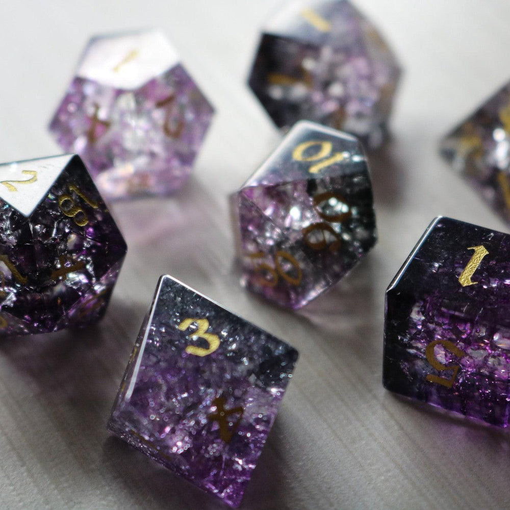 Purple Purge Forge Fire Glass DND Dice Set (ONLINE ORDER ONLY)