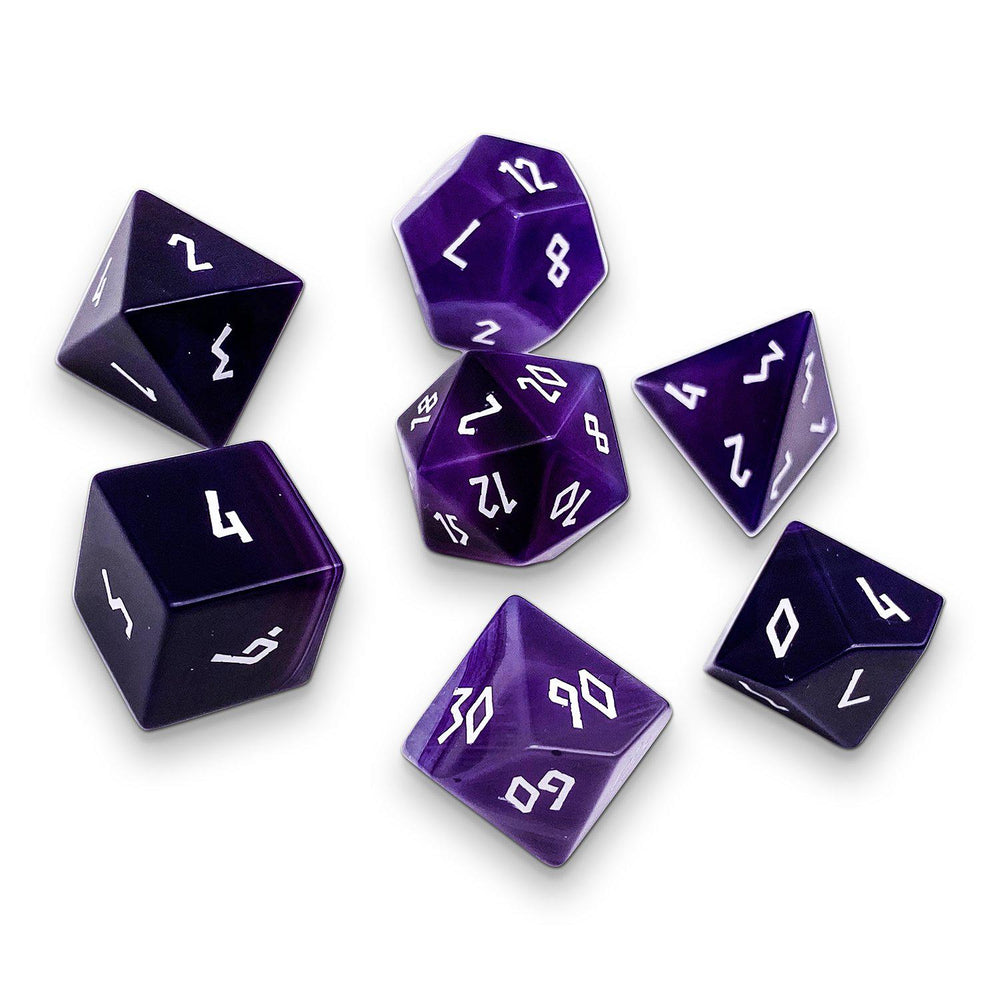Purple Striped Agate - 7 Piece RPG Set Gemstone Dice (Online Only)