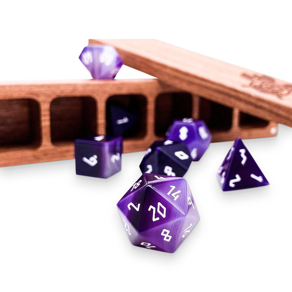 Purple Striped Agate - 7 Piece RPG Set Gemstone Dice (Online Only)