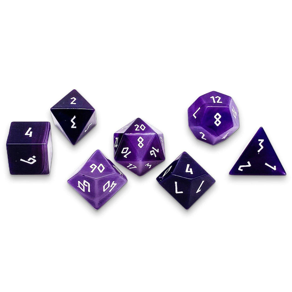 Purple Striped Agate - 7 Piece RPG Set Gemstone Dice (Online Only)