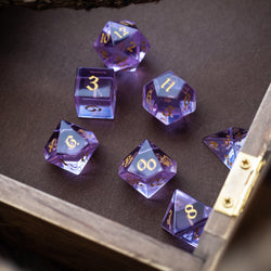 Purple Zircon Glass Hand Carved DND Dice Set (ONLINE ORDER ONLY)