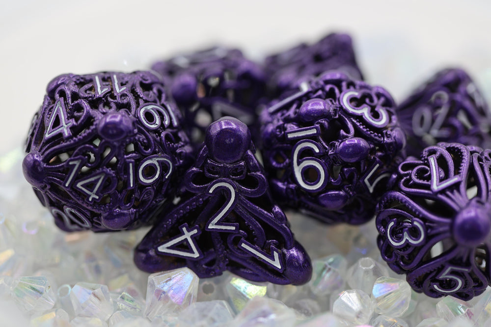 Mind Eater: Electric Purple - Hollow Metal RPG Dice Set (ONLINE ORDER ONLY)