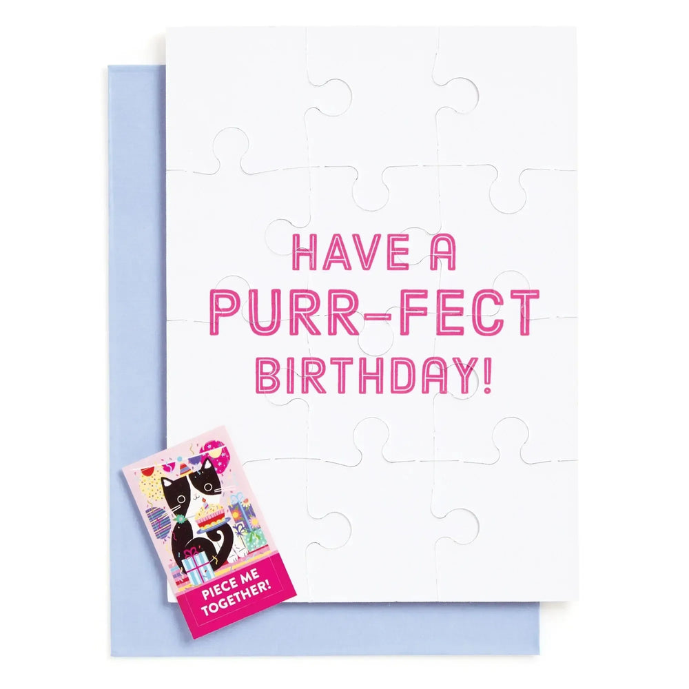 Purr-fect Cat Birthday Greeting Card 12 Piece Jigsaw Puzzle Mudpuppy