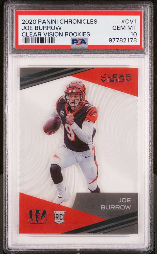 Graded 2020 Panini Chronicles Joe Burrow #CV1 Clear Vision Rookies Rookie RC Football Card PSA 10 Gem Mint (ONLINE ORDER ONLY)