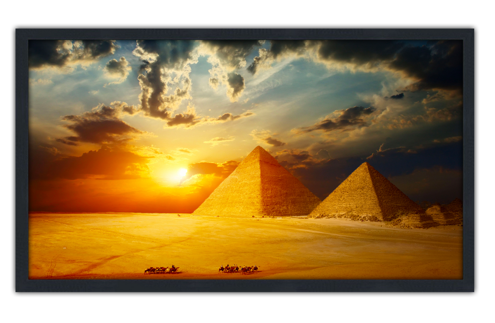 Professionally Framed Ancient Pyramids of Giza Egypt Skyline High-Resolution Panoramic Photo 12x22 Wall Art (ONLINE ORDER ONLY)