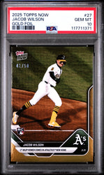 Graded 2025 Topps Now Jacob Wilson #27 Gold Foil /50 Rookie RC Baseball Card PSA 10 Gem Mint (ONLINE ORDER ONLY)