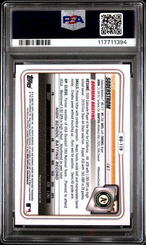 Graded 2020 Topps Bowman Draft Tyler Soderstrom #BD119 Chrome Rookie RC Baseball Card PSA 9 Mint (ONLINE ORDER ONLY)