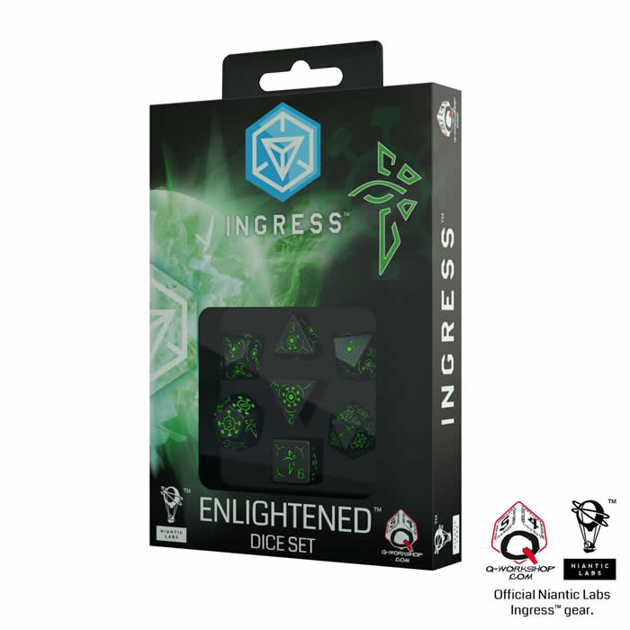 QWS66IEN21 Black Opaque Dice Green Ingress Enlightened Markings (ONLINE ORDER ONLY)