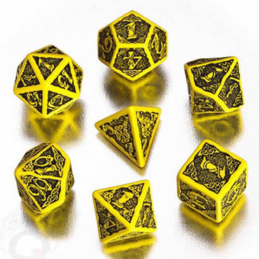 QWSSCER13 Yellow Opaque Dice Black Celltic 3D Markings 16mm (5/8in) (ONLINE ORDER ONLY)