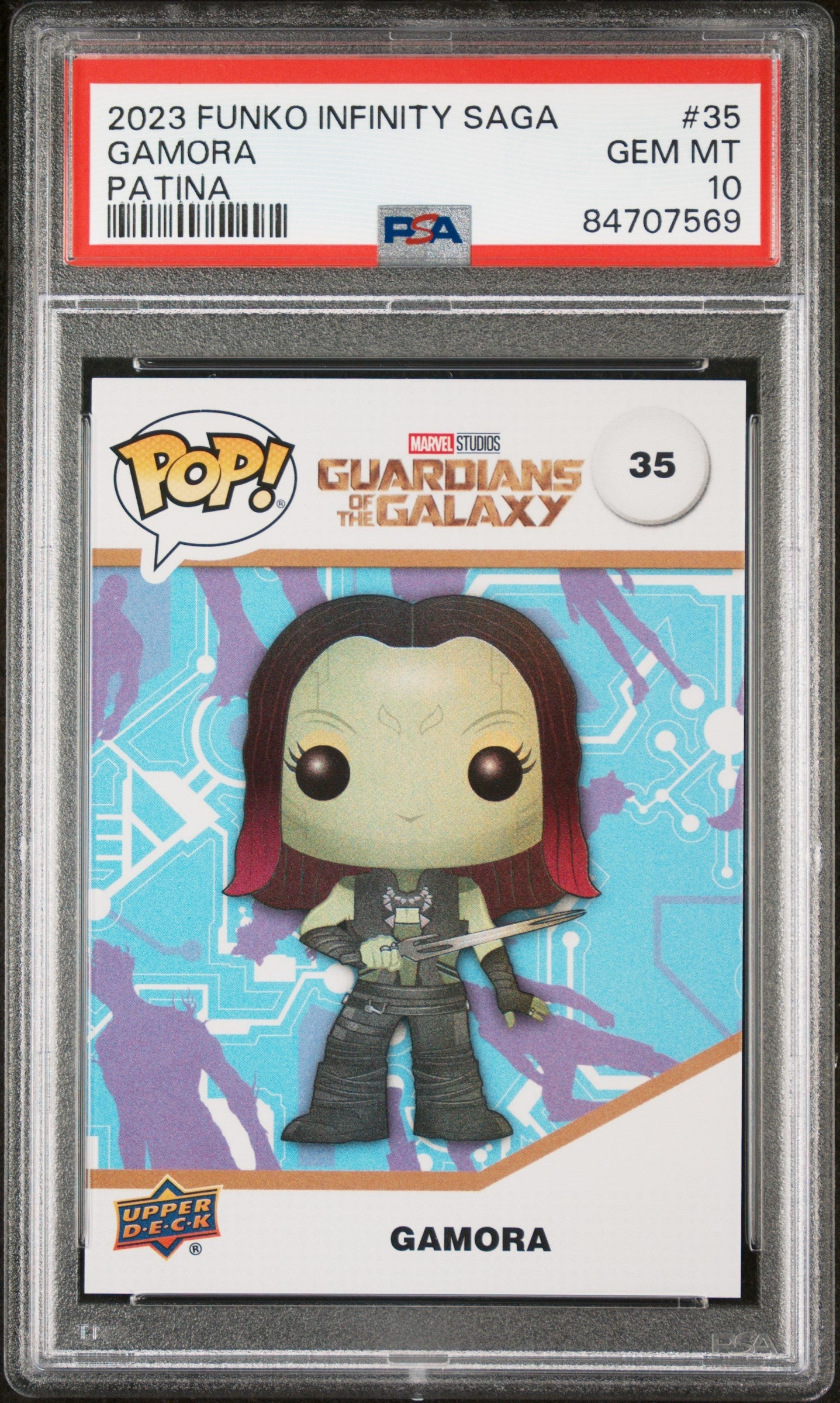 2023 UPPER DECK FUNKO POP MARVEL  GAMORA PATINA #35  PSA 10 (Online Order Only)