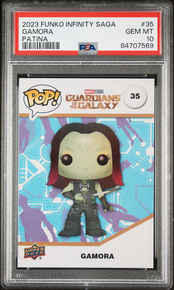 2023 UPPER DECK FUNKO POP MARVEL  GAMORA PATINA #35  PSA 10 (Online Order Only)