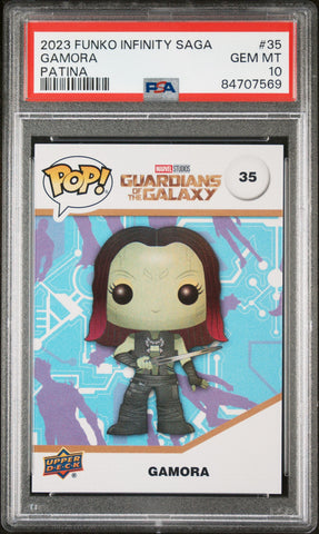 2023 UPPER DECK FUNKO POP MARVEL  GAMORA PATINA #35  PSA 10 (Online Order Only)