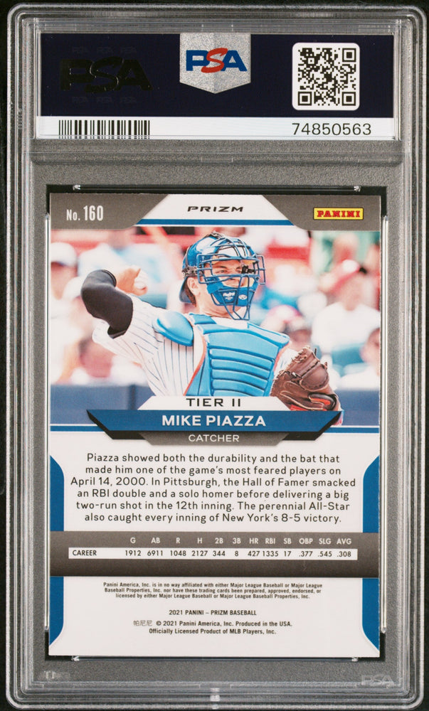 2021 PANINI PRIZM MIKE PIAZZA RED/WHITE/BLUE PRIZM #160 - PSA 10 (Online Order Only)