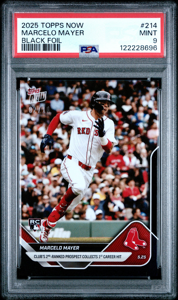 Graded 2025 Topps Now Marcelo Mayer #214 Black Foil /10 Rookie RC Baseball Card PSA 9 Mint (ONLINE ORDER ONLY)