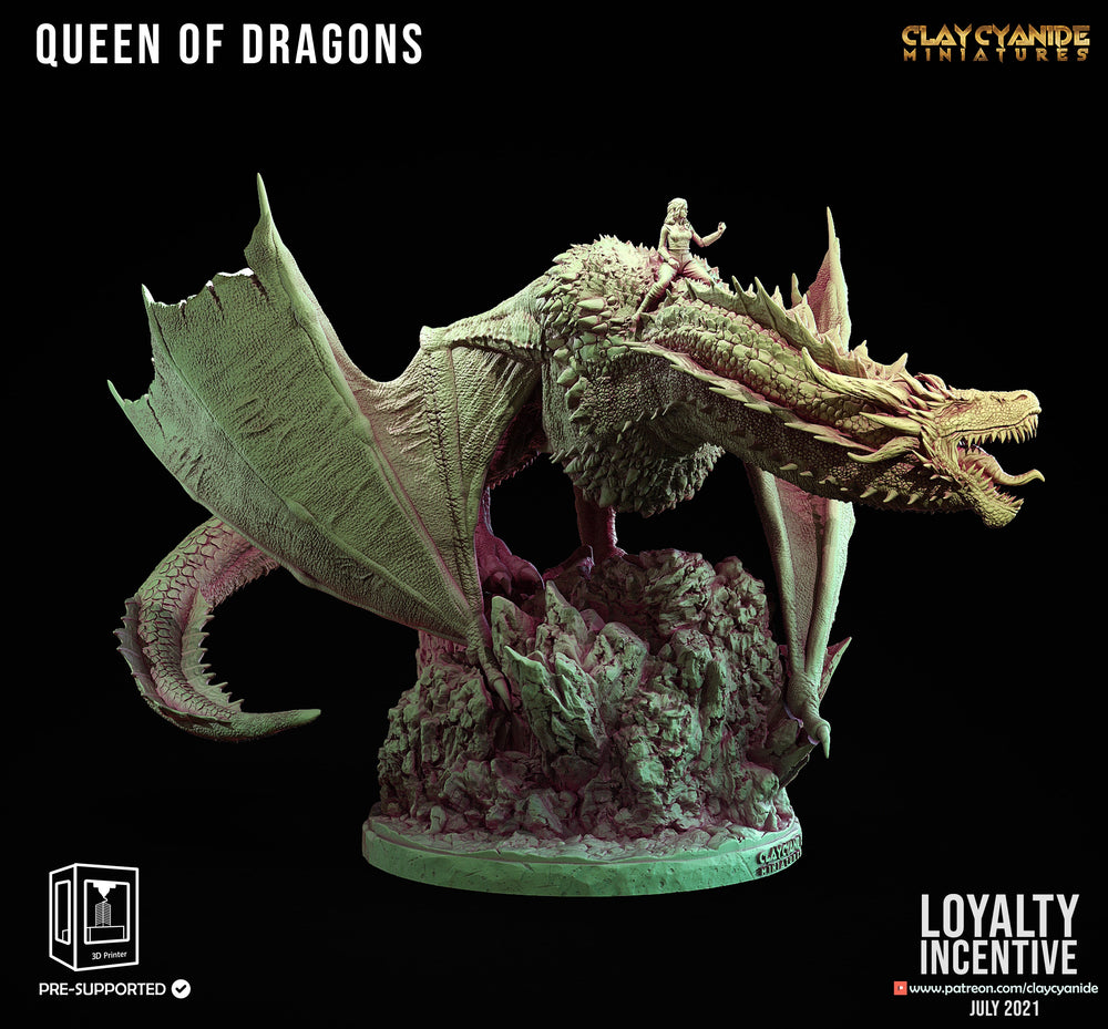 3D Printed Clay Cyanide Queen of Dragons 28mm 32mm D&D (Online Only)