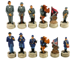 Chess Set - Civil War Resin Chessmen Generals on Cherry Stain Chest (ONLINE ORDER ONLY)