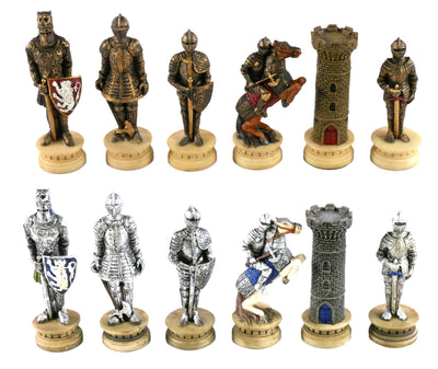Chess Pieces - Knights in Armor Hand Painted Resin Chess Pieces (ONLINE ORDER ONLY)
