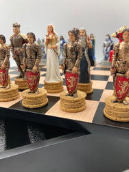 Chess Set - King Arthur Resin Chessmen in Black/Maple Chest (ONLINE ORDER ONLY)