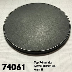 Reaper Miniatures: Round Plastic Gaming Base - 80mm (4) (ONLINE ORDER ONLY)