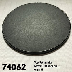 Reaper Miniatures: Round Plastic Gaming Base - 100mm (4) (ONLINE ORDER ONLY)