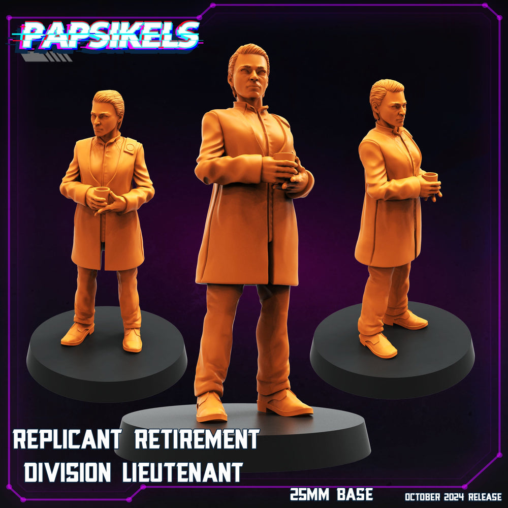3D Printed Papsikels Replicant Retirement Division Lieutenant October 2024 Cyberpunk 28mm 32mm (Online Only)