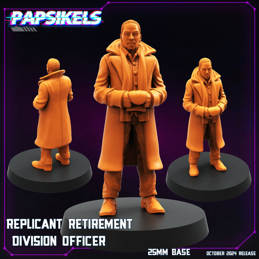 3D Printed Papsikels Replicant Retirement Division Officer October 2024 Cyberpunk 28mm 32mm (Online Only)