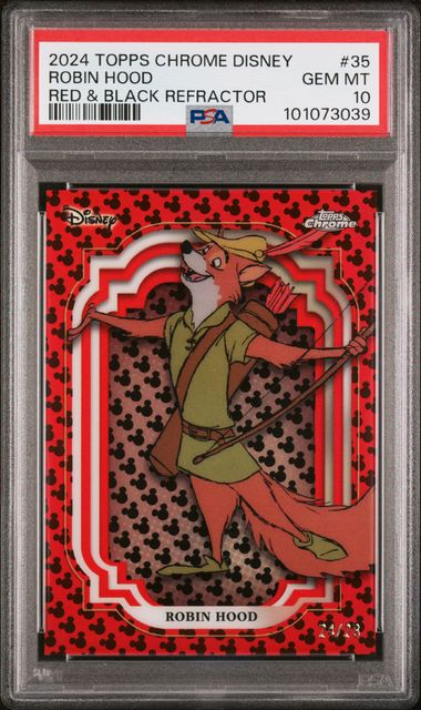 Graded 2024 Topps Chrome Disney Robin Hood #35 /28 Red & Black Refractor PSA 10 Gem Mint