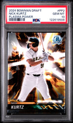Graded 2024 Topps Bowman Draft Nick Kurtz #PP2 Plasma Power Rookie RC Baseball Card PSA 10 Gem Mint (ONLINE ORDER ONLY)