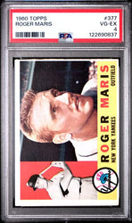 Graded 1960 Topps Roger Maris #377 Baseball Card PSA 4 VG-EX (ONLINE ORDER ONLY)