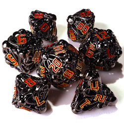 Denizens of the Deep Red Trench Metal RPG Dice Set - 7 Pieces