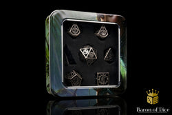 Silver Machinery Metal RPG Dice Set - 7 Pieces