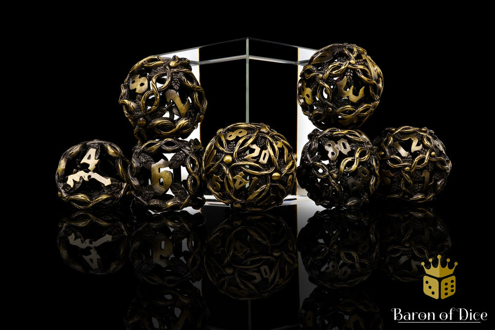 Nature's Wrath Metal RPG Dice Set | 7 Pieces