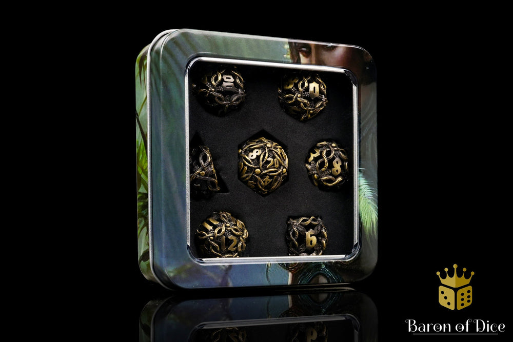 Nature's Wrath Metal RPG Dice Set | 7 Pieces