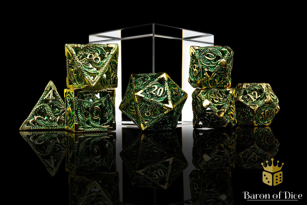 Ancient Dragon Treasure Metal RPG Dice Set | 7 Pieces