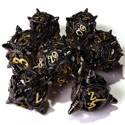 Coiled Black Dragon Metal RPG Dice Set | 7 Pieces