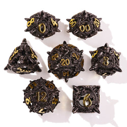 Coiled Black Dragon Metal RPG Dice Set | 7 Pieces