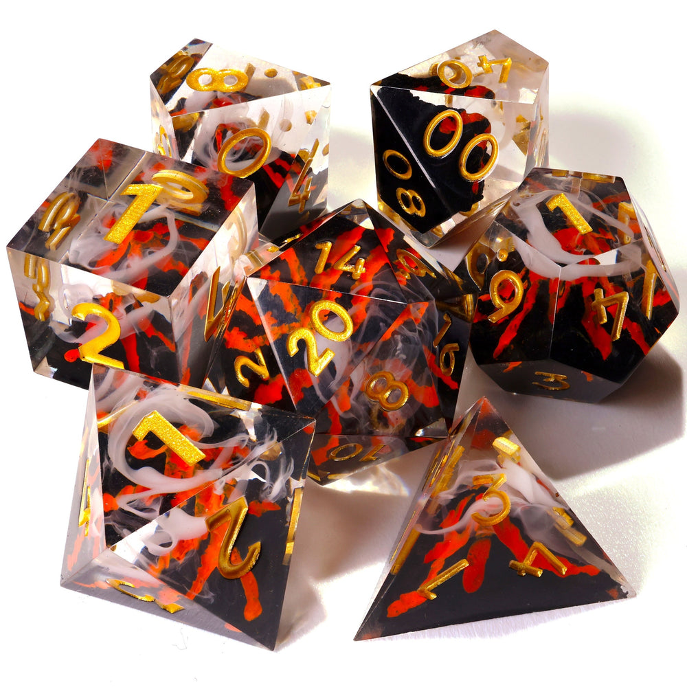 Volcano Sharp Edge RPG Dice Set | 7 Pieces