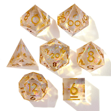 Shiny Like A Diamond! Sharp Edge RPG Dice Set | 7 Pieces