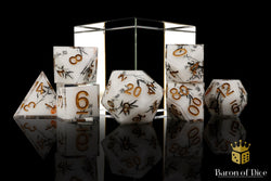 White Bamboo Sharp Edge RPG Dice Set | 7 Pieces