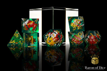 Christmas Rumble Sharp RPG Dice Set | 7 Pieces