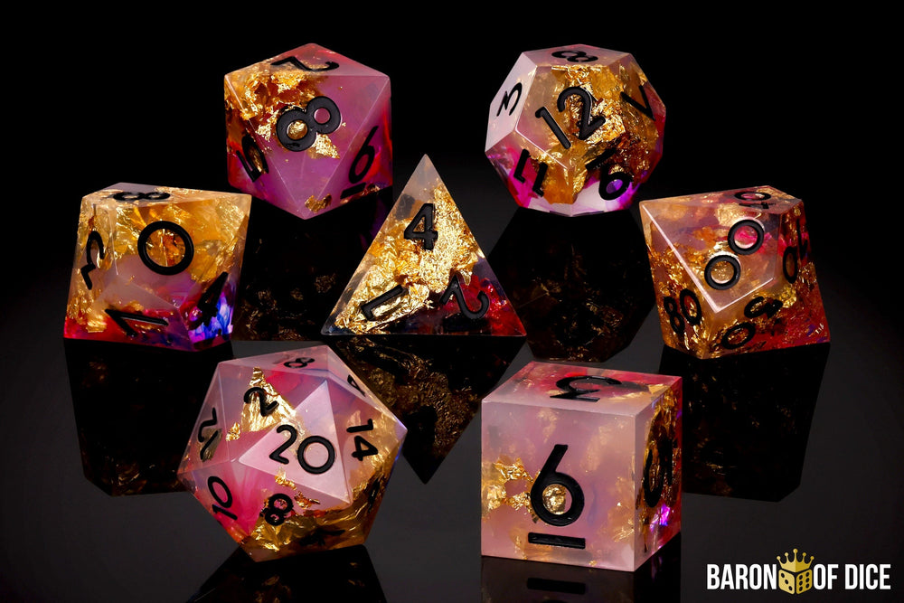 Golden Rose RPG Dice Set | 7 Pieces (ONLINE ORDER ONLY)