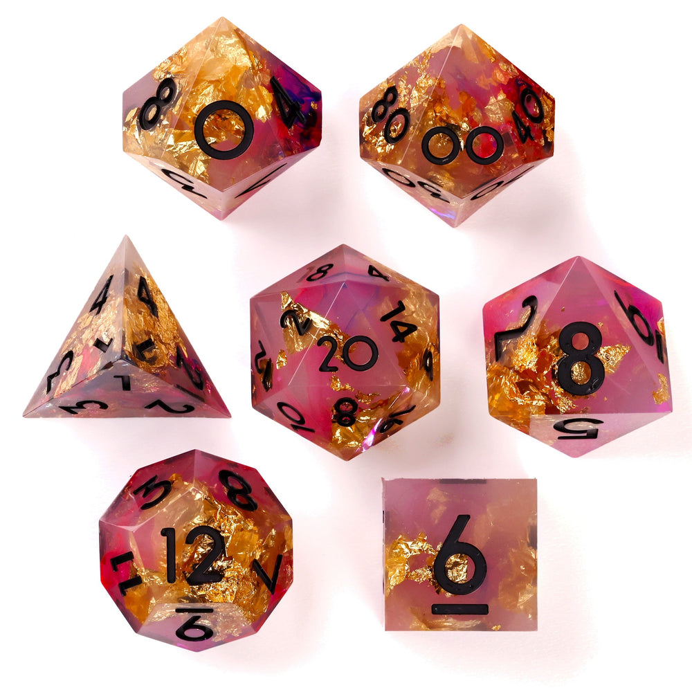 Golden Rose RPG Dice Set | 7 Pieces (ONLINE ORDER ONLY)