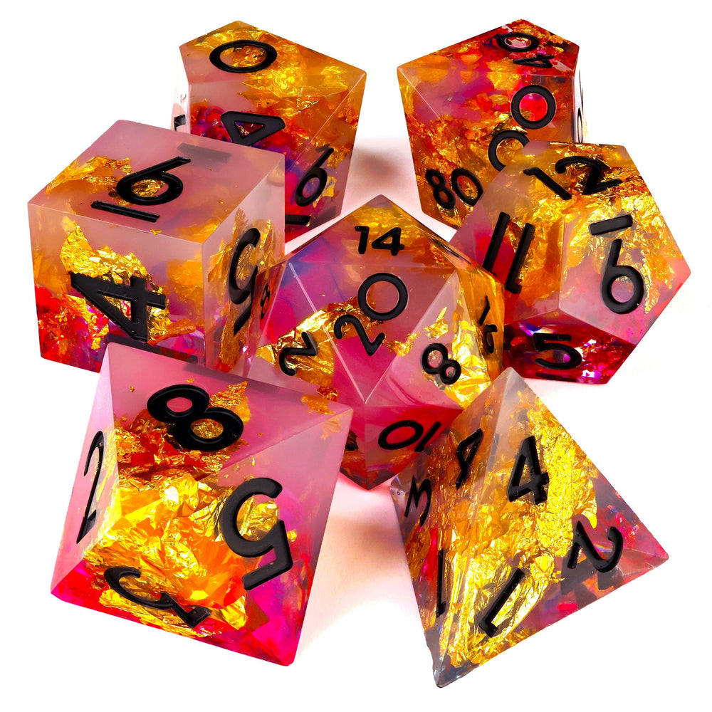 Golden Rose RPG Dice Set | 7 Pieces (ONLINE ORDER ONLY)